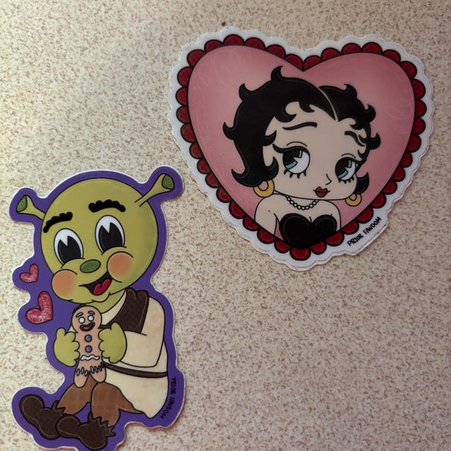 Betty Boop Vinyl Sticker, Laced Heart, Vintage Cartoons