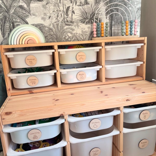 Toy Box Storage Tags - Wooden Trofast Labels - Playroom Decor ...