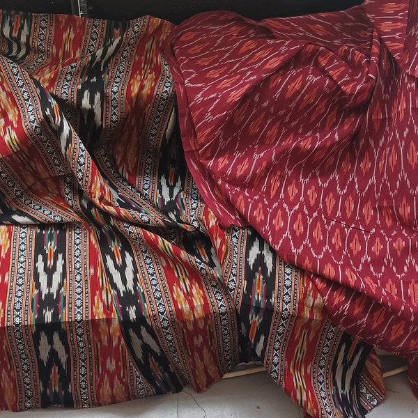 Buy Indian Maroon Ikat Cotton Fabric Yardage Handloom Fabric Sold by ...
