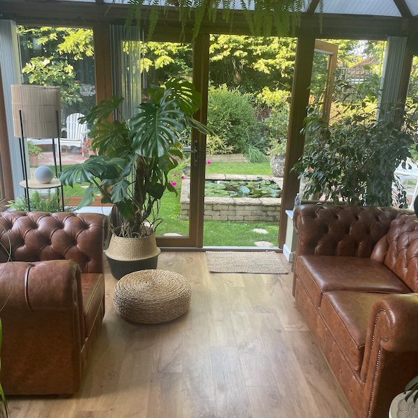 Chesterfield Real Leather Two / Three Seater Sofa Vintage Tan - Etsy UK