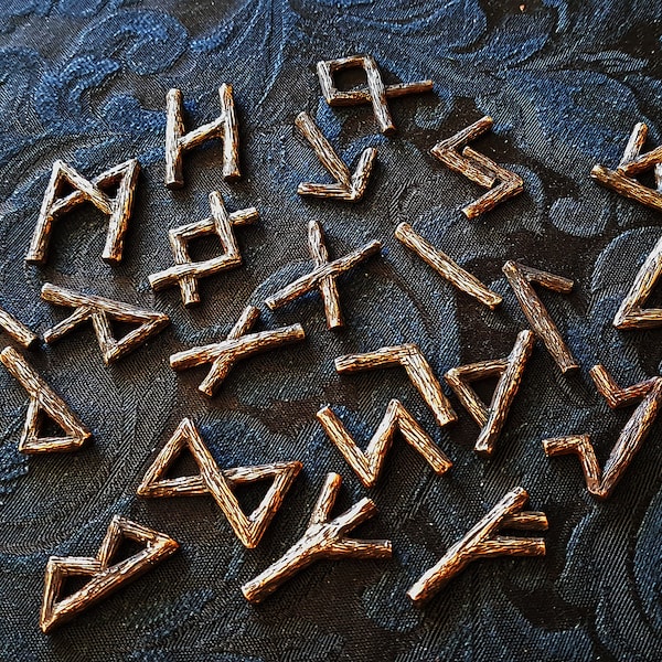 Bronze Futhark Rune Set With Leather Pouch, Divination, Runic Magic - Etsy