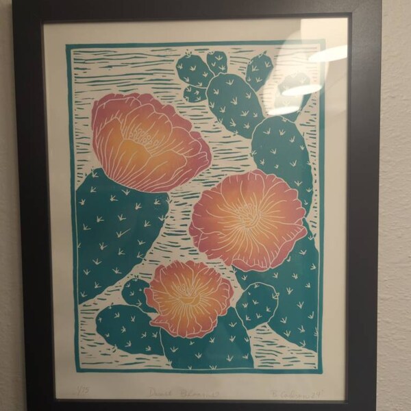 Red Sunflowers, Sunflower Linocut, Linocut Flowers, Sunflower Wall Art ...