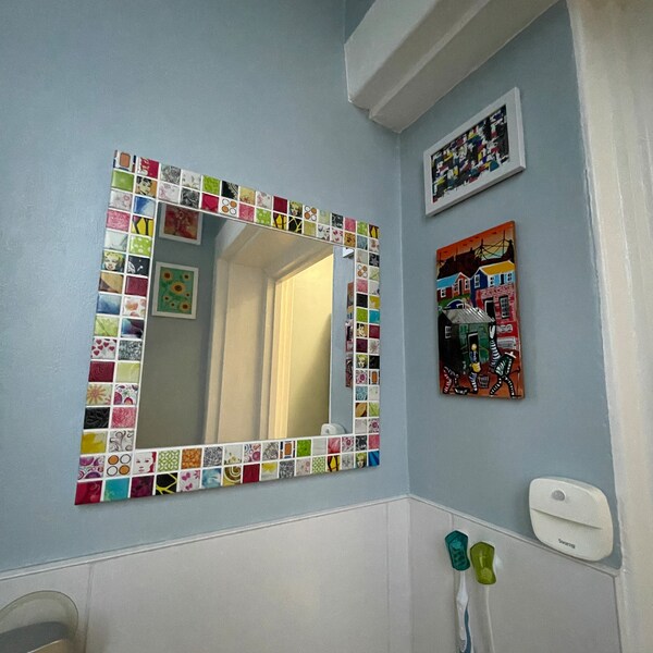 Green Wall Mirror / Mosaic Mirror / Bathroom Mirror / Round Mirror - Etsy