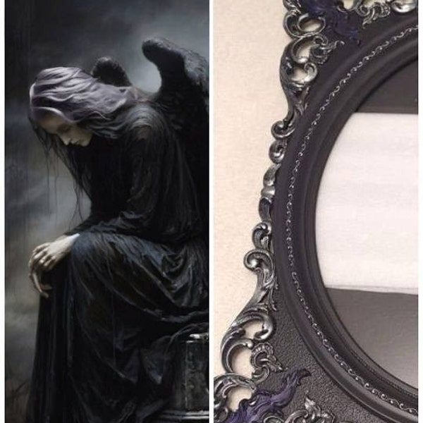 Dark Cottagecore Mirror, Rose Garden, Princess Mirror, Large Black ...