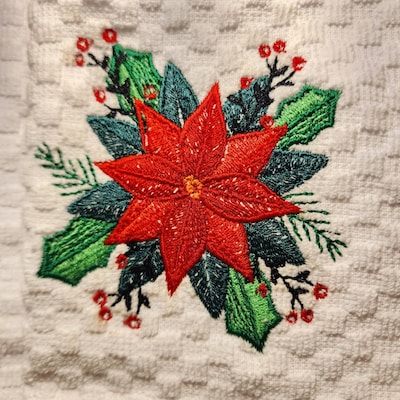 Christmas Poinsettia Embroidery Designs Xmas Flower Embroidery Design ...