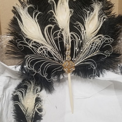 Feather Cake Topper Gatsby 1920s Wedding Black Ivory Cake Topper ...
