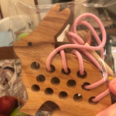 Threading Toy Wooden Lacing Toy Bunny Toy Easter - Etsy