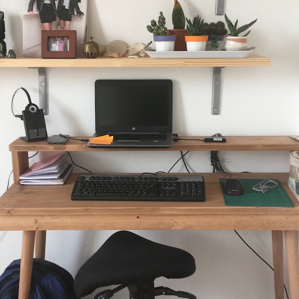 Simple Vintage Desk/computer Desk/ With Drawer, Monitor Stand, Solid ...
