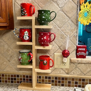 Rustic Mug Stand / Coffee Cup Holder. Wood Plant Stand Succulents Coffee  Bar Farmhouse 6 Shelves Holds Cups, Mugs, Photos, Condiments, Etc. 