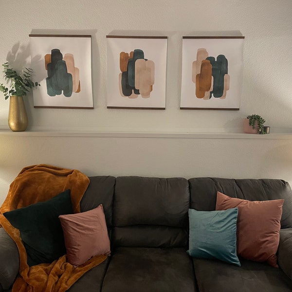 Set of 3 Prints, Living Room Wall Art, Abstract Art, Printable Print ...