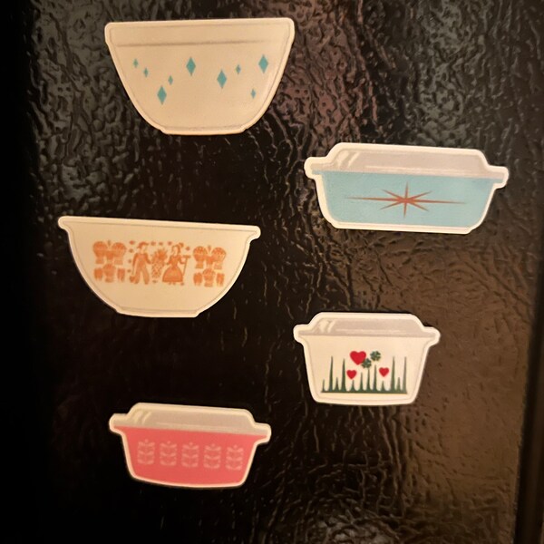 Rare Pyrex Patterns Magnets: Hand Drawn Vintage Mixing Bowls, Lucky in ...