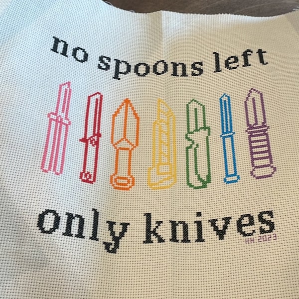 No Spoons Left Only Knives Digital Cross Stitch Pattern - Etsy