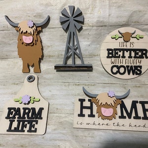 Highland Cows Tiered Tray Cut File, Highland Cows Cut File, Fluffy Cows ...