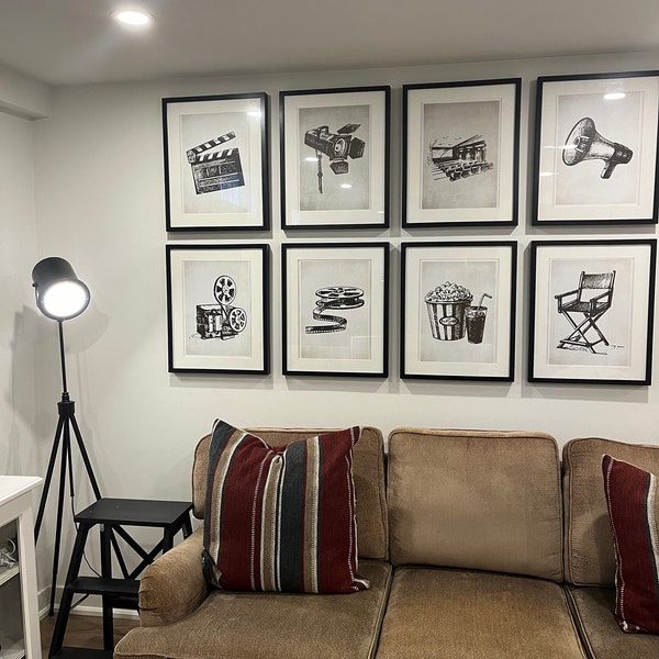 Theater Wall Art Set of 4 Movie Theater Decor Theater Lover Gift and