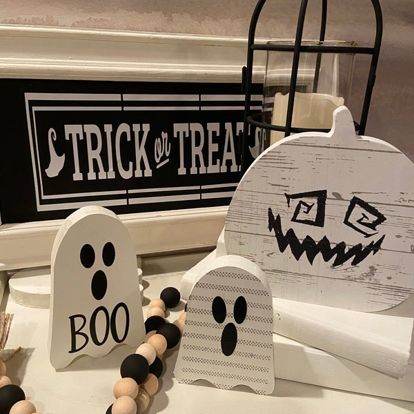 DIY Wood Ghosts- Unfinished Halloween Home Decor- Ghost Crafts for ...
