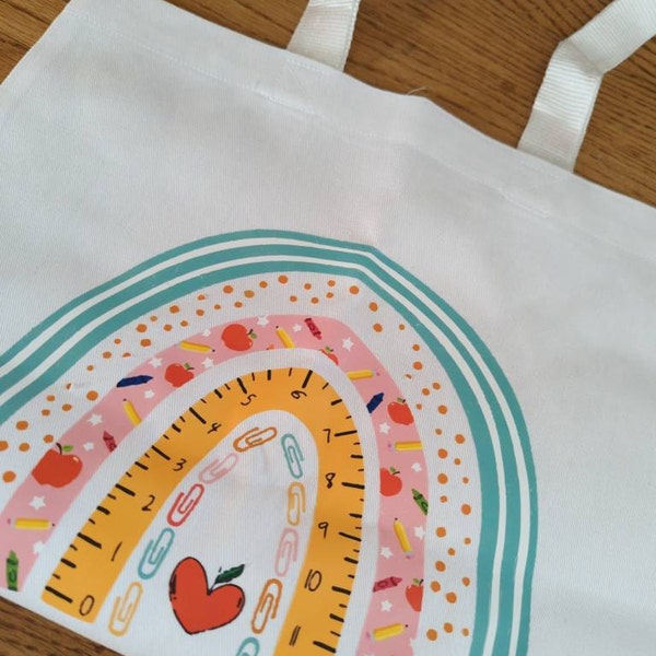 Personalized Teacher Tote Bag, Boho Rainbow Teacher Gift - Etsy