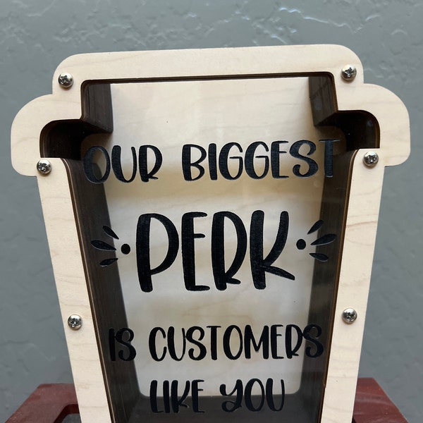 Tip Jar Coffee Cup Coffee Shop Wood Bank Custom - Etsy