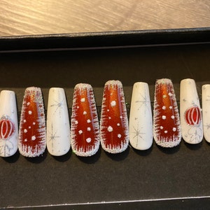 First Snow Glue on Nails Ruby Press on Nails White Christmas Gift Idea ...