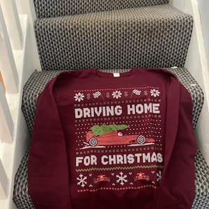 Formula Racing Driving Home For Christmas Jumper Sweater Sweatshirt Kids Adults Car Sainz Lando Max