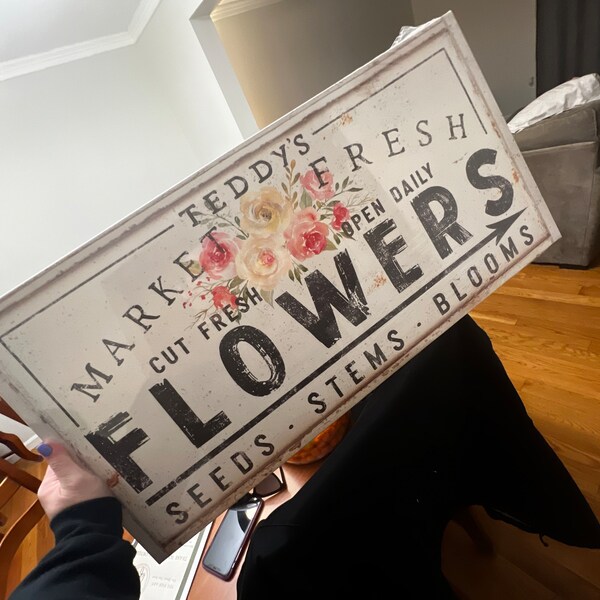 Custom Family Name Sign Vintage Farmhouse Wall Decor Fresh Flowers ...