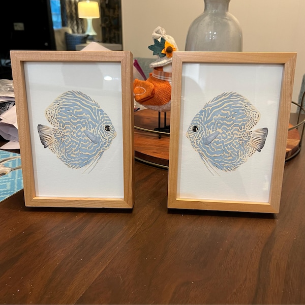 Abstract Discus Fish, Set of 2 Prints, Modern Coastal Wall Decor ...