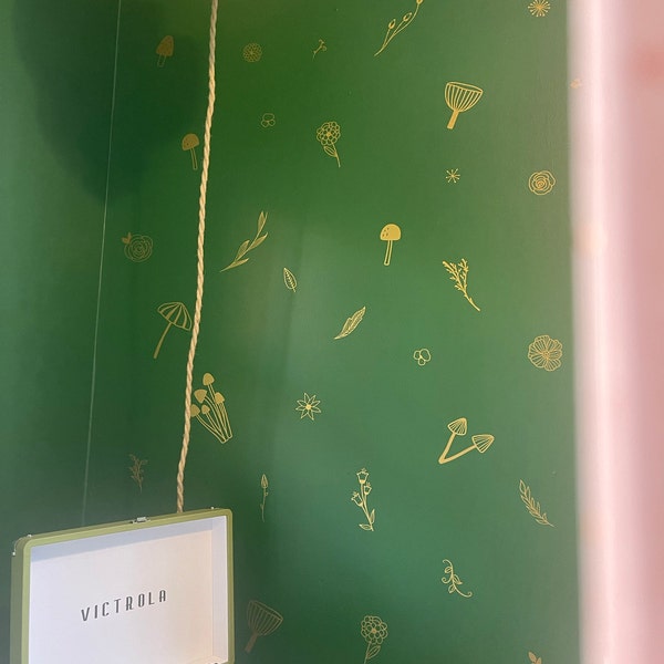 Botanical Wall Decals - Modern Vinyl Decal Set, Flower Blossoms, Leaf ...