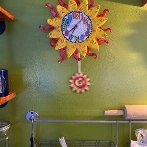 Here Comes the Sun Clock, Wall Clock Whimsical Sunshine Clock,sun Clock ...