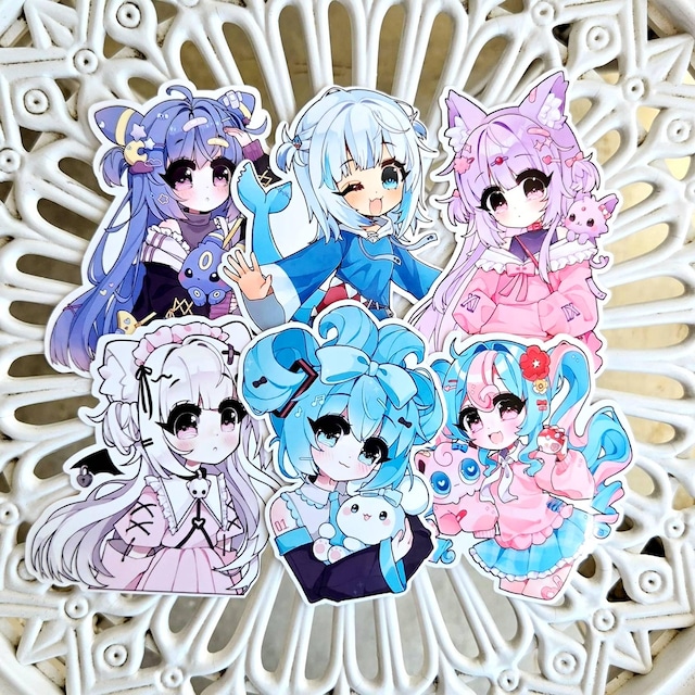 かわいいアニメガールステッカーパック：ラミネートビニールミステリー