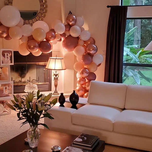 Popxstar DIY Doubled Cream Peach Apricot Balloons Garland Retro Pink Ballon Kit Rose Gold Globos Wedding Birthday Baby Shower Party Decor