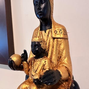 Virgin of Montserrat Statue. 26 Cm (10.24 Inches). Molded Marble