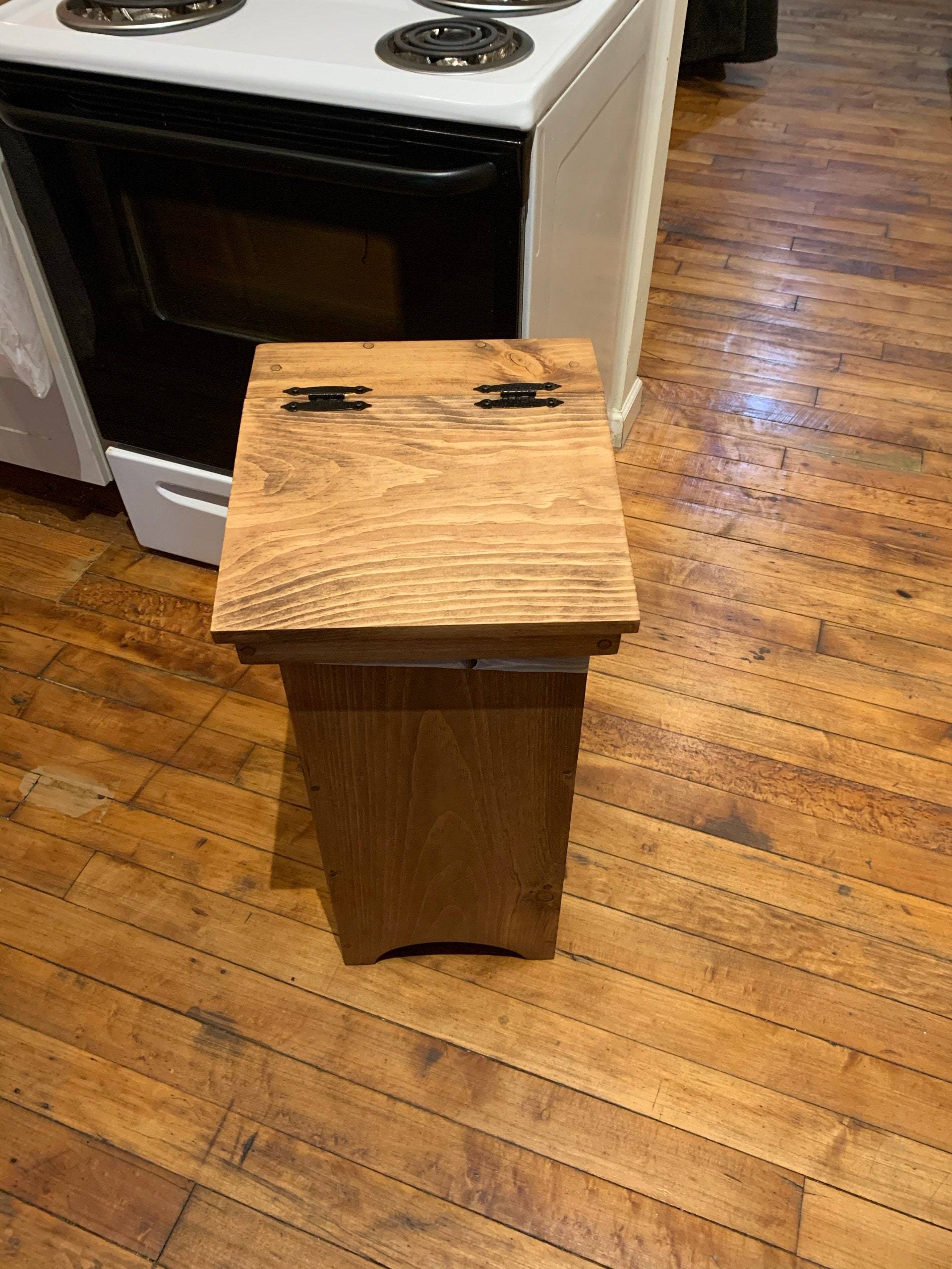 Wooden Trash Container,Wooden Trash Bin,Handmade Trash Bin,Kitchen