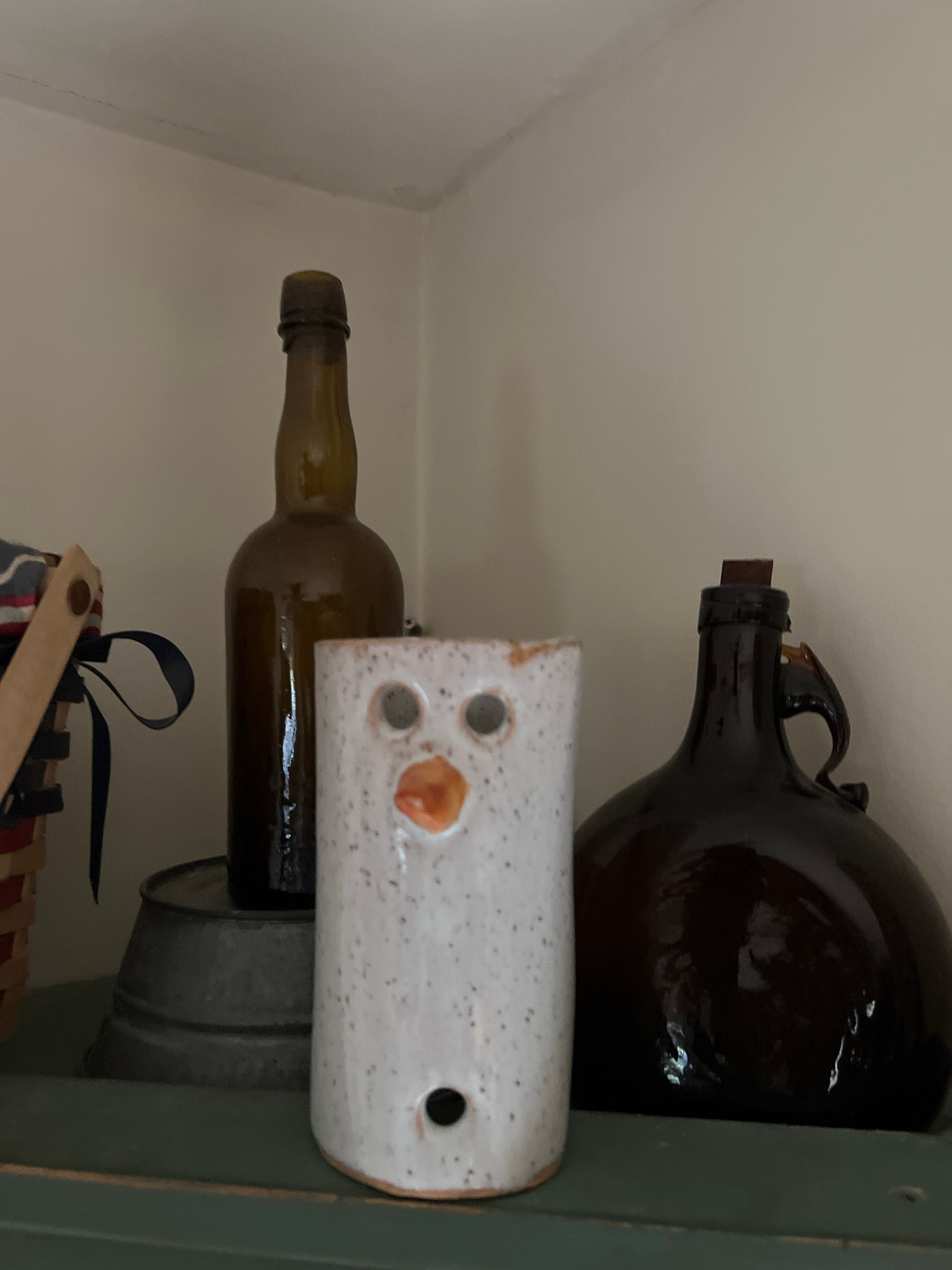 FREE SHIPPING Handmade Ceramic Snowman Luminary Candle Holder - Festive Holiday Decor - Christmas Tealight Lantern