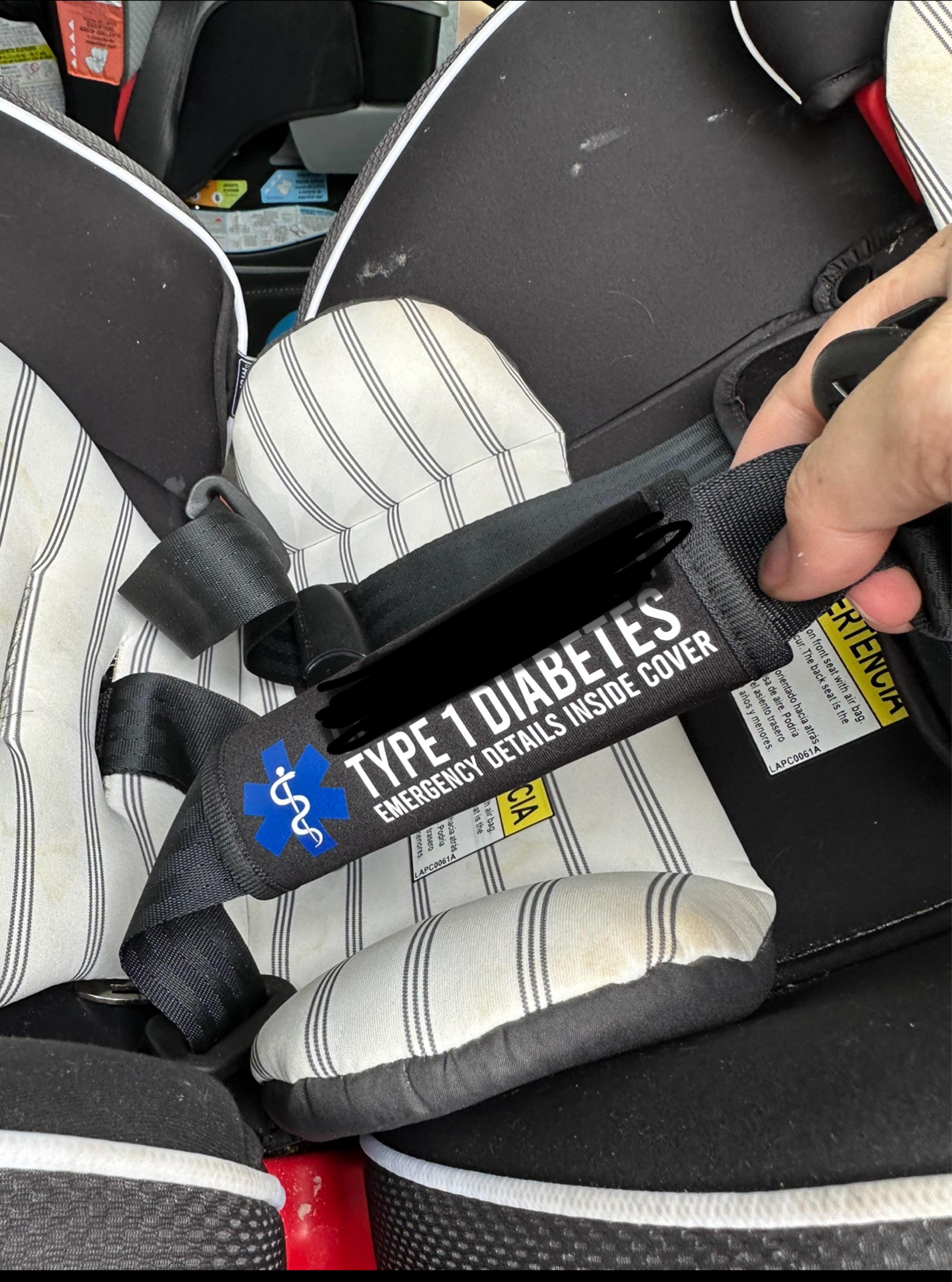 Medizinischer Alarm-Sicherheitsgurtbezug in individueller Autositzgröße, Autismus, Diabetes, Diabetiker, Autist, besondere Bedürfnisse, Down-Syndrom, Epilepsie, Autositz