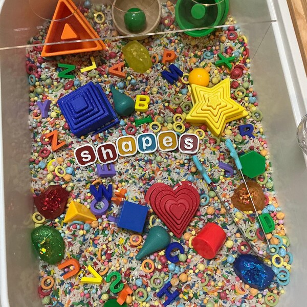 Montessori Shape Puzzle Sensory Bin - Interactive Play Kit for Kids ...