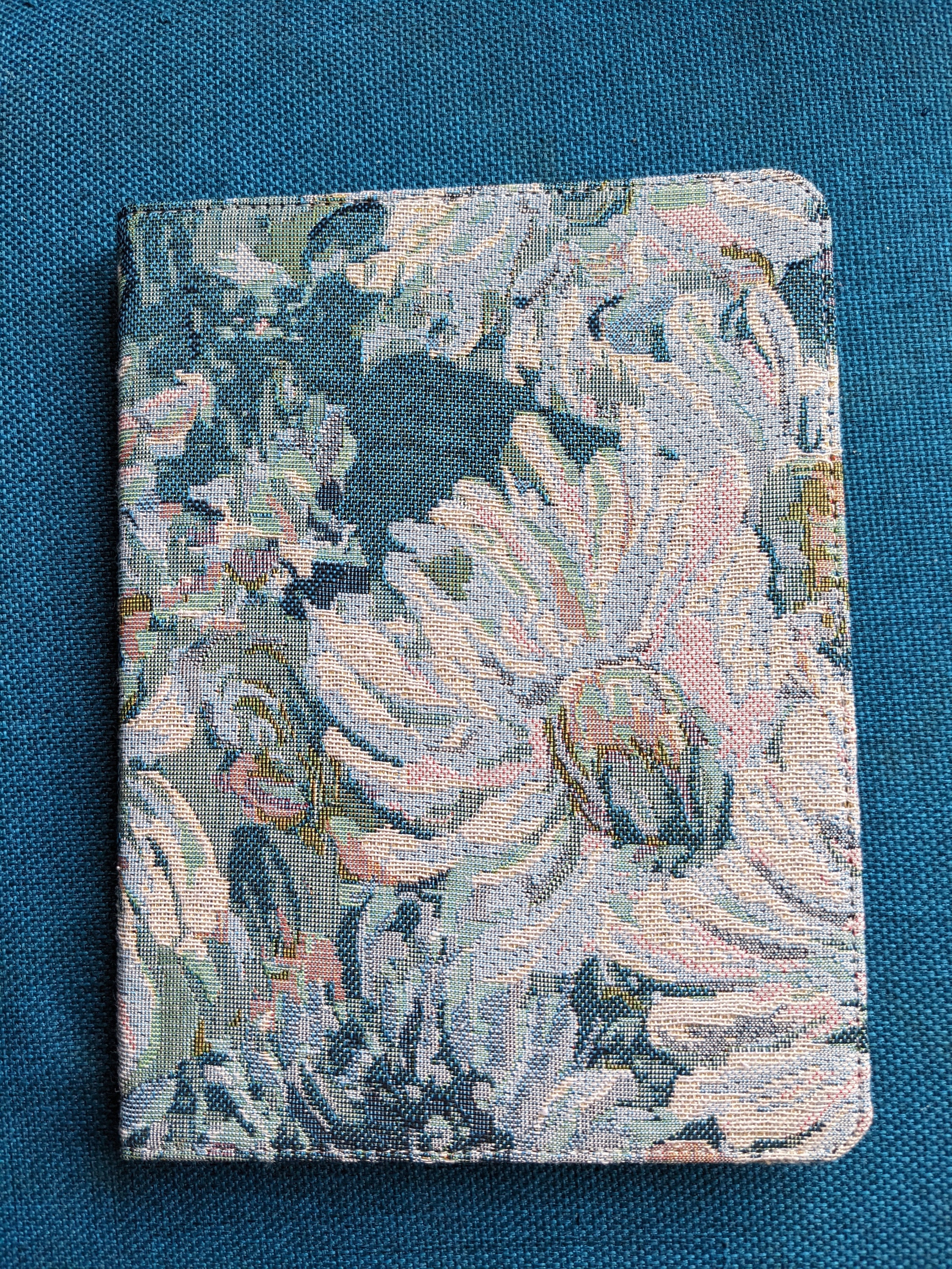 Vintage French Blues Embroidery Fabric iPad Case,iPad Air 11&quot; 13&quot; 2024 iPad Pro 11&quot; 13&quot; iPad Air 5 Pro 12.9&#39;&#39; iPad 10 mini 7(A17 Pro) case