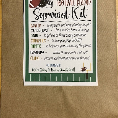 EDITABLE Football Survival Kit Printable, Football Player Gift, Team ...