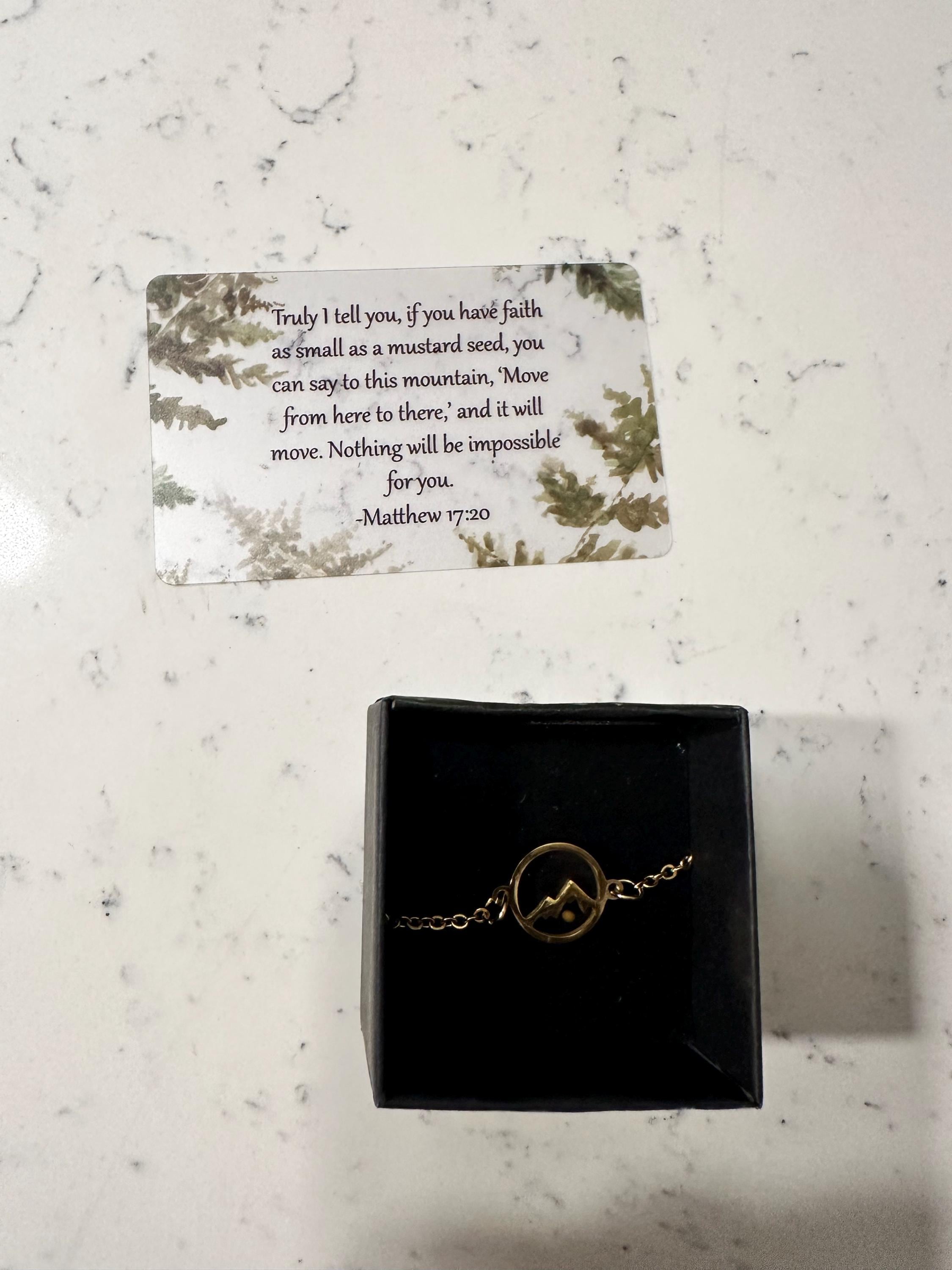 Mustard seed bracelet | Matthew 17:20 Verse | &quot;Faith can move mountains&quot; | unique faith jewelry | Christian Gift | adjustable | gift for her