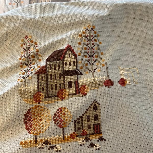 Cross Stitch Pattern Sampler Autumn Village Embroidery Cross Stitch ...