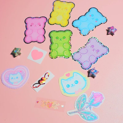 Gummy Bears Glitter Holographic Sticker Pack - Etsy