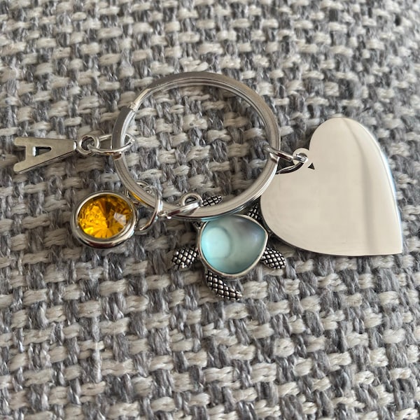 Personalised Travel Turtle Keyring, Travelling Turtle Bag Charm ...