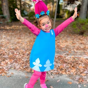 strapless open back dress Poppy troll dress- Poppy troll costume-poppy dress- troll dress- poppy  troll tutu