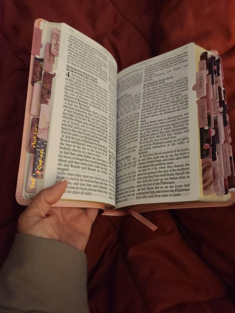 Bible Tabs | Laminated Bible Tabs with Adhesive | Books of the Bible Tabs | Pretty Bible Tab | Gifts for Christian Women | Bible Tab Sticker