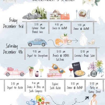 Wedding Weekend Timeline Template, Printable Editable Wedding Itinerary ...