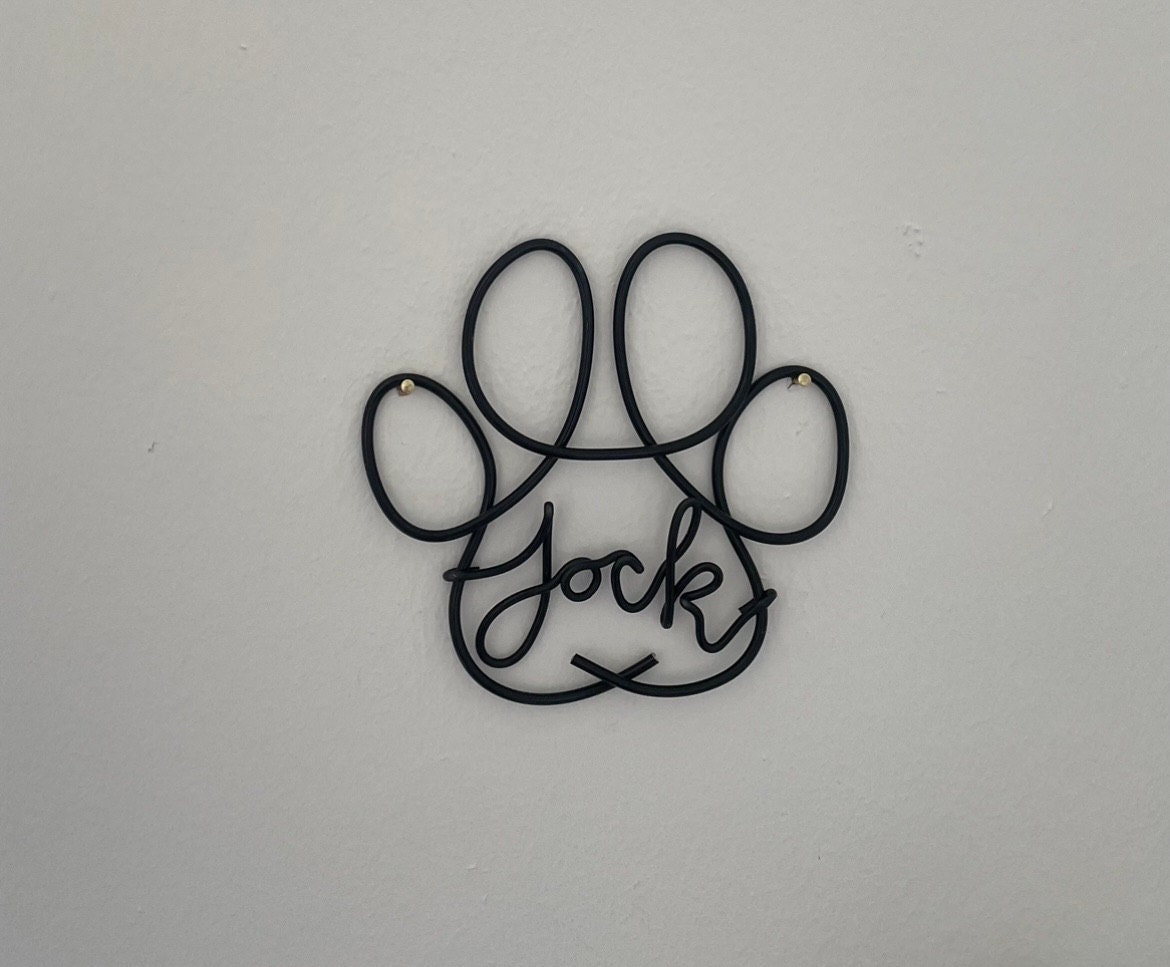 Personalised Paw Print With Name, Wire Words, Pet Memorial Sign, Animal Lover Gift, Dog Mum, Cat Mum, Pet Tribute, Pet Decor