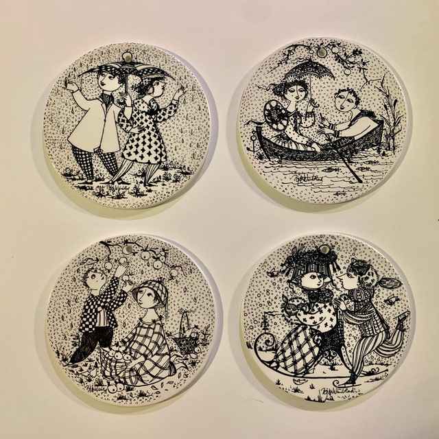 Bjorn Wiinblad NYMOLLE Vintage Wall Plates, Months of Love