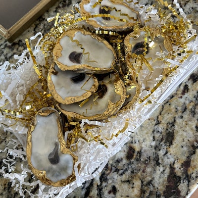 Gold Leaf Oyster Shell Table Number Card Holder Wedding Name Card ...