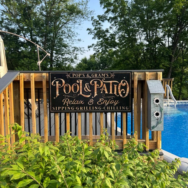 Personalized Pool and Patio Sign - Custom Family Name, Outdoor Metal ...