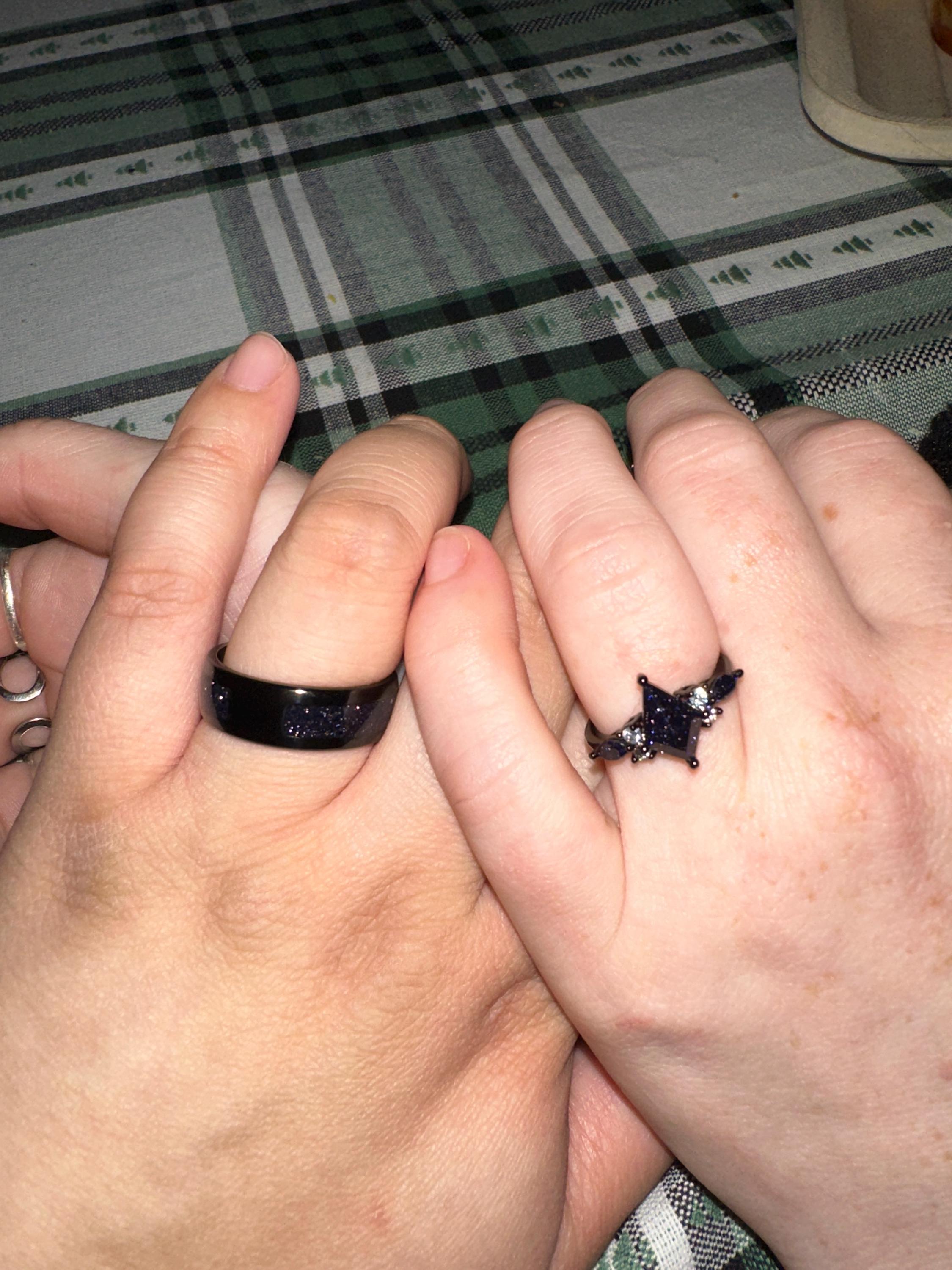 Orion Nebula Ring Set, Matching Promise Rings for Couples, Blue Sandstone Rings Engagement Ring Anniversary Gift.