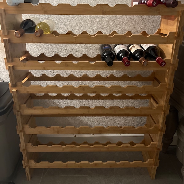 Bamboo 72-bottle Stackable Wine Rack – Wobble-free Modular Storage - Etsy