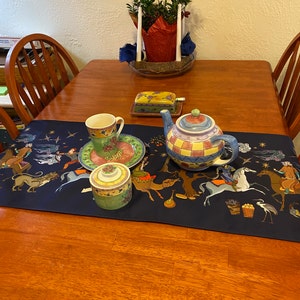 Set of 4 Rose Garden Placemat Blue Roses and Chamomiles Floral 14 X 19 Set of 4 Rose Garden Placemat Blue Roses and Chamomiles Floral 14 X 19